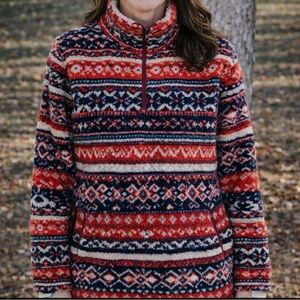 American Eagle Outfitters 1/4 Zip Sherpa Pullover, Fair Isle Print - Size XS
